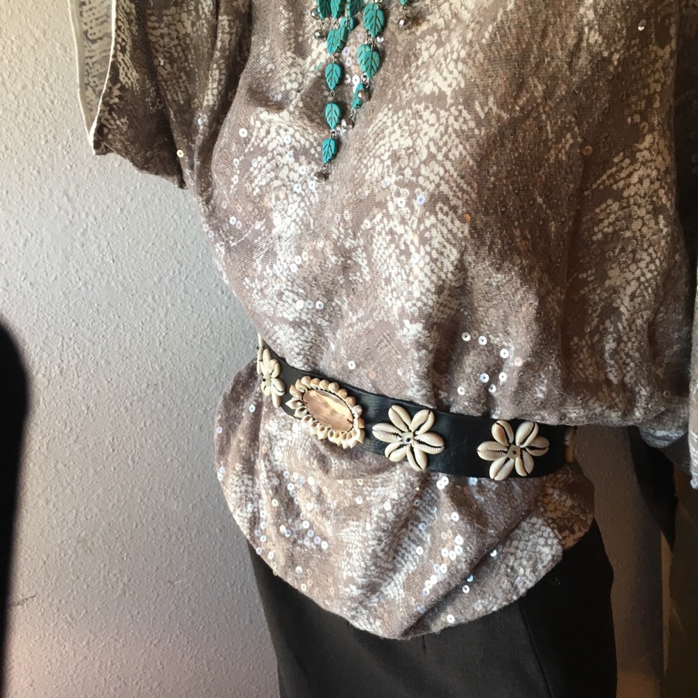 INC International Concepts PM Nudes Sequin Blouse